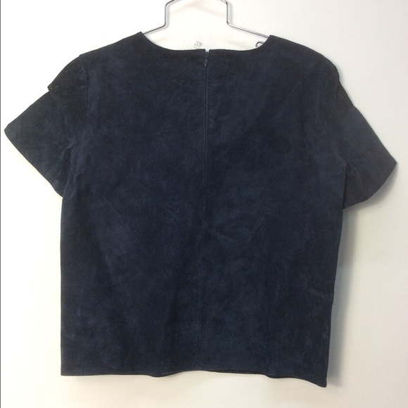 Zara Basic* (XS) WOMENS Pig LEATHER TOP, Laser Cut - Picture 3 of 10